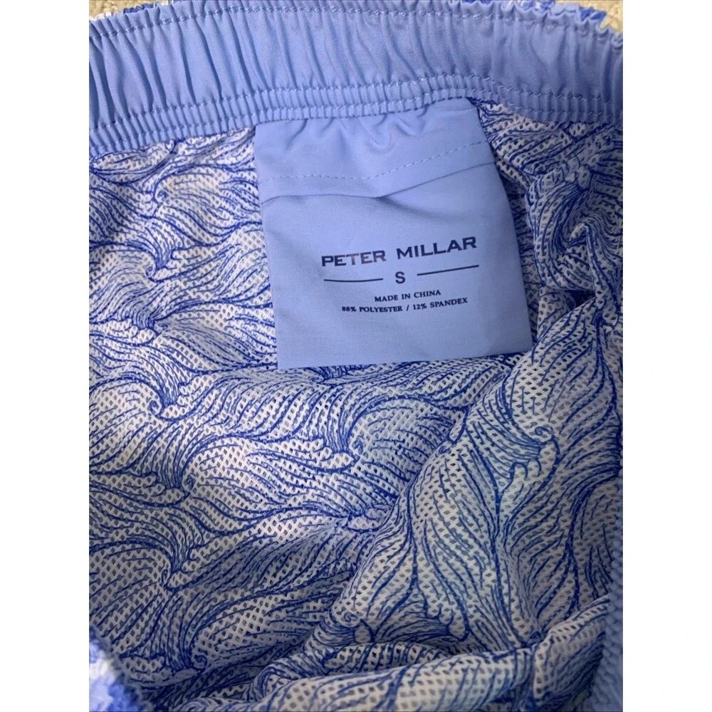 Peter Millar Parrot Talk Swim Trunks Blue Tropical Bird Beach Men's Size S